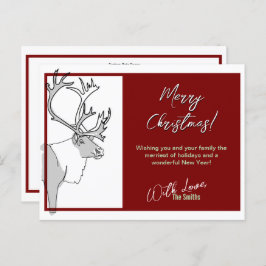 Rentier Frohe Weihnachten individuell anpassbar Postkarte