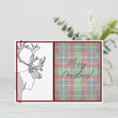 Rentier Frohe Weihnachten Kariert anpassbar Karte (Stehend Vorderseite)