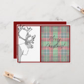 Rentier Frohe Weihnachten Kariert anpassbar Karte (Vorderseite/Rückseite Beispiel)