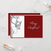 Rentier Frohe Weihnachten Kariert anpassbar Karte (Vorderseite/Rückseite Beispiel)