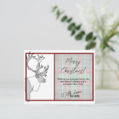 Rentier Frohe Weihnachten kariert anpassbar Postkarte (Stehend Vorderseite)