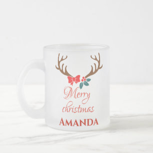 Rentier - Frohe Weihnachten Mattglastasse