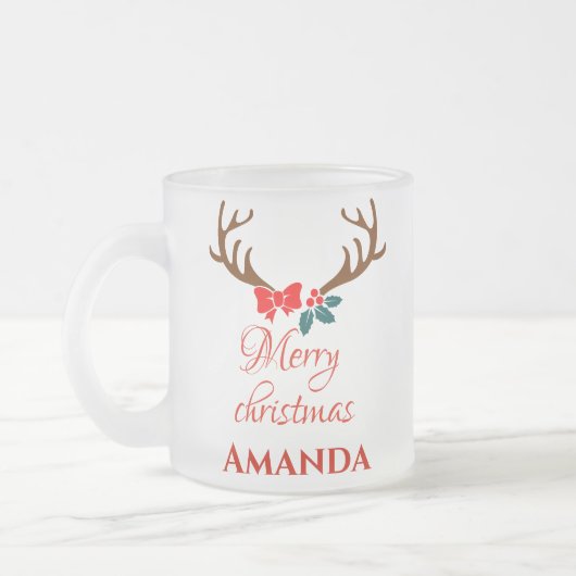 Rentier - Frohe Weihnachten Mattglastasse (Links)