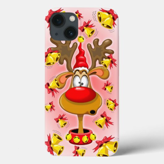 Rentier Fun Weihnachten Cartoon mit Bells Alarms Case-Mate iPhone Hülle (Rückseite)