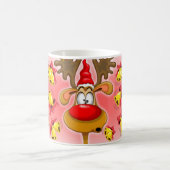 Rentier Fun Weihnachten Cartoon mit Bells Alarms Kaffeetasse (Mittel)