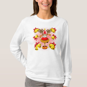 Rentier Fun Weihnachten Cartoon mit Bells Alarms T-Shirt