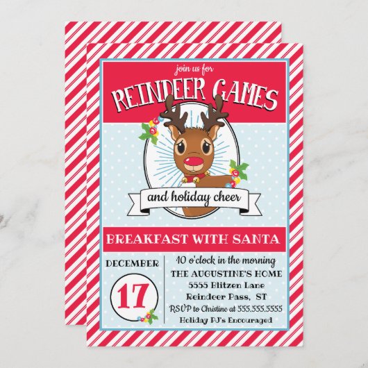 Rentier Games - Weihnachtsfeier Party Einladung (Vorne/Hinten)