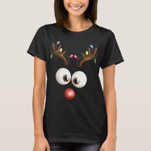 Rentier Gesichtskostüm Funny Xmas Weihnachtsfeier T-Shirt