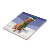 Rentier gibt Rabbit Snowman Carrot Nose Fliese (Seite)