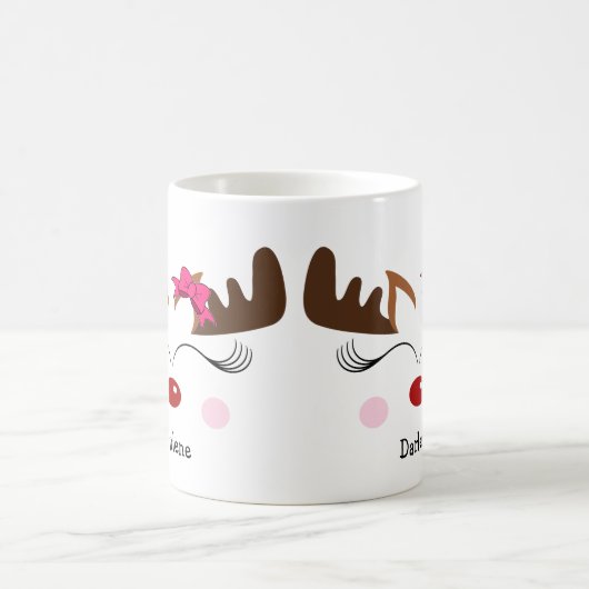 Rentier, Girly Niedlich Kaffeetasse (Mittel)