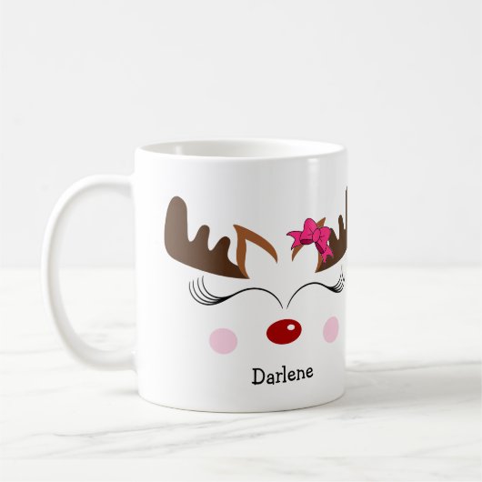 Rentier, Girly Niedlich Kaffeetasse (Links)