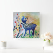 Rentier Hearts Uhr Watercolor Square (Zuhause)