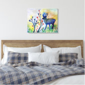 Rentier Hearts Watercolor Romantischer Single Leinwanddruck (Insitu (Schlafzimmer))