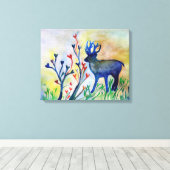 Rentier Hearts Watercolor Romantischer Single Leinwanddruck (Insitu (Holzboden))