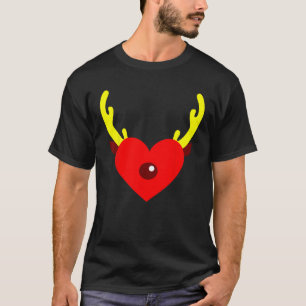 Rentier-Herz-Geweih Herz Lustige Weihnachtsfeier T-Shirt