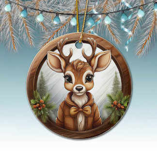 Rentier, Hirsch, Antler, Fawn, Rustikaler 🦌 🎄 Keramik Ornament