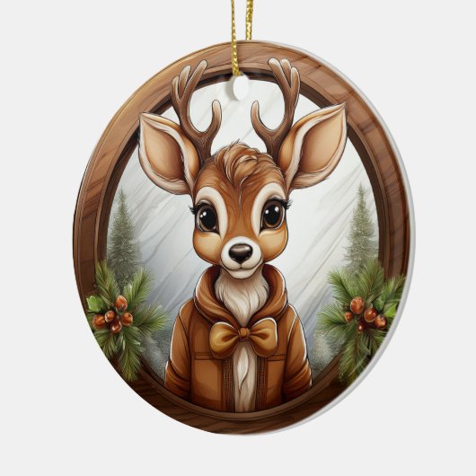 Rentier, Hirsch, Antler, Fawn, Rustikaler 🦌 🎄 Keramik Ornament (Links)