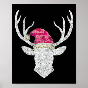 Rentier Hirsch Nk Camo Weihnachtsmann Hut Weihnach Poster
