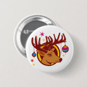 Rentier / Hirsch / Weihnachten + Ihr Text & Backgr Button (Vorne & Hinten)