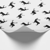 Rentier Holiday Pattern Schwarz-Weiß Geschenkpapier (Ecke)