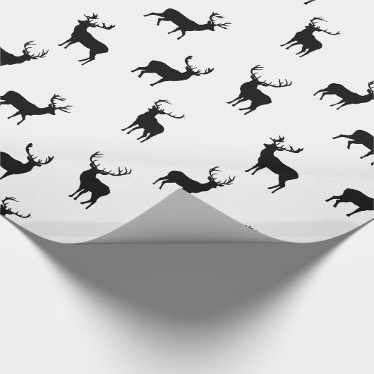 Rentier Holiday Pattern Schwarz-Weiß Geschenkpapier (Ecke)