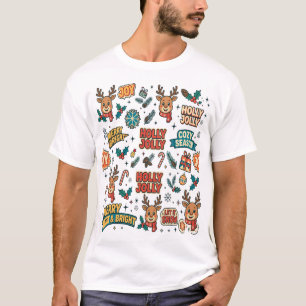 Rentier Holly Jolly Weihnachtstypografie T-Shirt