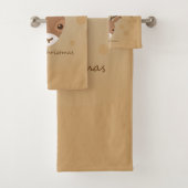 Rentier-Illustration auf braunem Hintergrund Badhandtuch Set (Insitu)