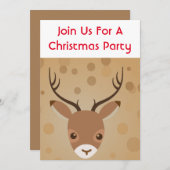 Rentier-Illustration auf braunem Hintergrund Einladung (Vorne/Hinten)