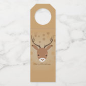 Rentier-Illustration auf braunem Hintergrund Flaschenanhänger (Rückseite)