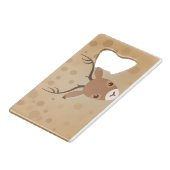 Rentier-Illustration auf braunem Hintergrund Geldbeutel Flaschenöffner (Vorderseite Schrägansicht)