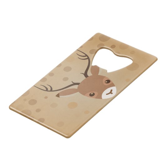 Rentier-Illustration auf braunem Hintergrund Geldbeutel Flaschenöffner (Rückseite Schrägansicht)