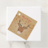 Rentier-Illustration auf braunem Hintergrund Geschenkanhänger (Beispiel)