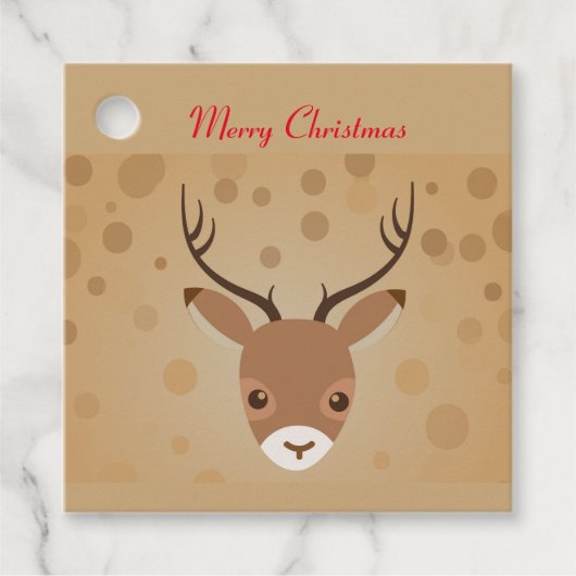 Rentier-Illustration auf braunem Hintergrund Geschenkanhänger (Vorderseite)