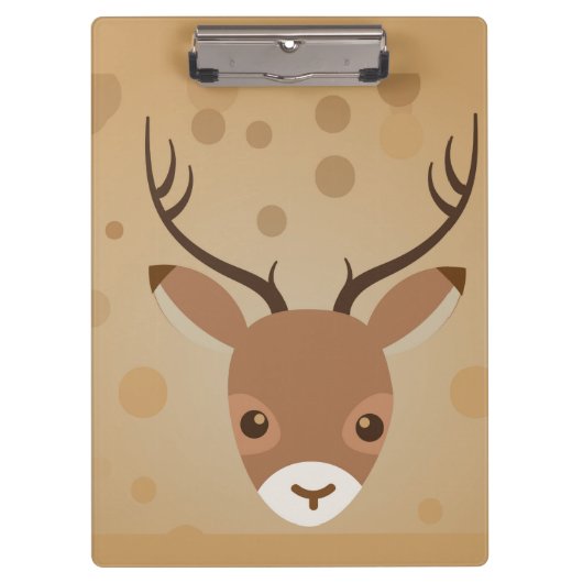 Rentier-Illustration auf braunem Hintergrund Klemmbrett (Vorderseite)