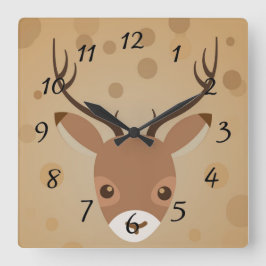 Rentier-Illustration auf braunem Hintergrund Quadratische Wanduhr
