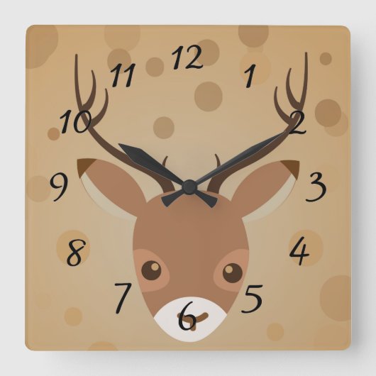 Rentier-Illustration auf braunem Hintergrund Quadratische Wanduhr (Vorderseite)