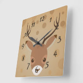 Rentier-Illustration auf braunem Hintergrund Quadratische Wanduhr (Winkel)