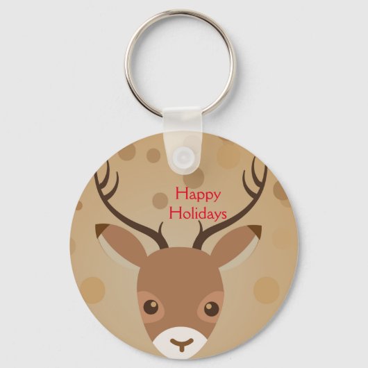 Rentier Illustration auf einem braunen Hintergrund Schlüsselanhänger (Vorderseite)