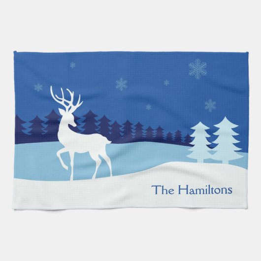 Rentier Illustration individuelle Name Küchentuch (Horizontal)