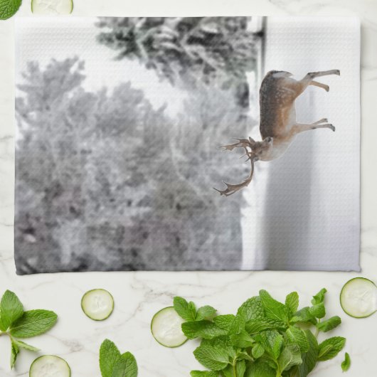 Rentier im Schnee Geschirrtuch (Gefaltet)