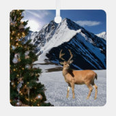 Rentier im Schnee Ornament Aus Metall (Vorderseite)