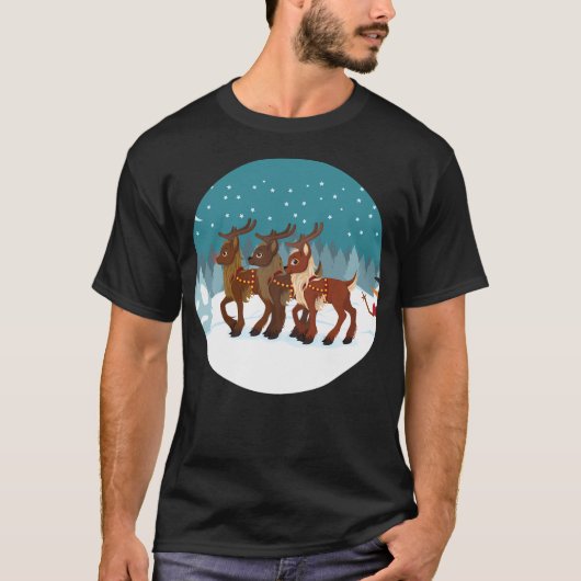 Rentier im Schnee T-Shirt (Vorderseite)