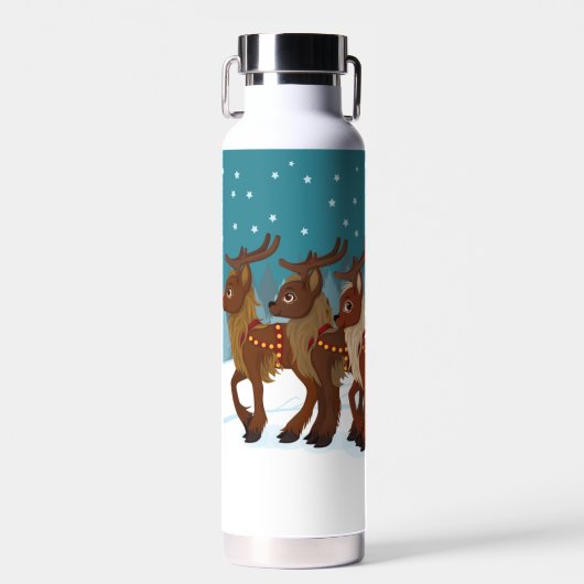 Rentier im Schnee Trinkflasche (Vorne)