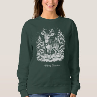 Rentier im schneebedeckten Wald Sweatshirt