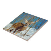 Rentier im Wald im Schnee-Foto Fliese (Seite)