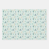 Rentier im Wald in Pfefferminzgrün und rosa Wrackf Geschenkpapier Set (Vorderseite 2)