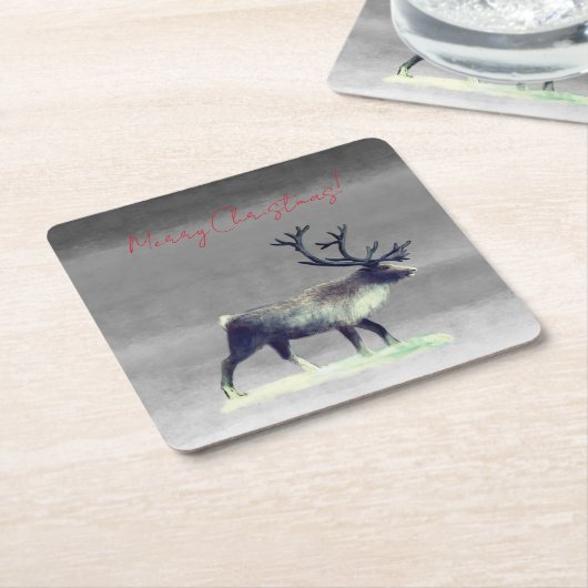 Rentier im Winter Rechteckiger Pappuntersetzer (angewinkelt)