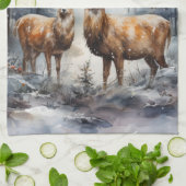 Rentier im Winter Wonderland Geschirrtuch (Gefaltet)