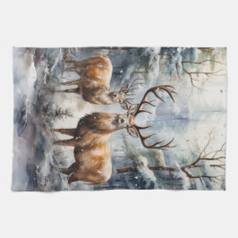 Rentier im Winter Wonderland Geschirrtuch