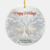 Rentier im Winter Wonderland Keramik Ornament (Hinten)